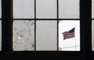 us broken window flag